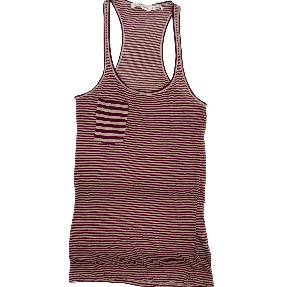 Isabel Marant Etoile Women's Tank Top Striped Burgundy Cotton Small